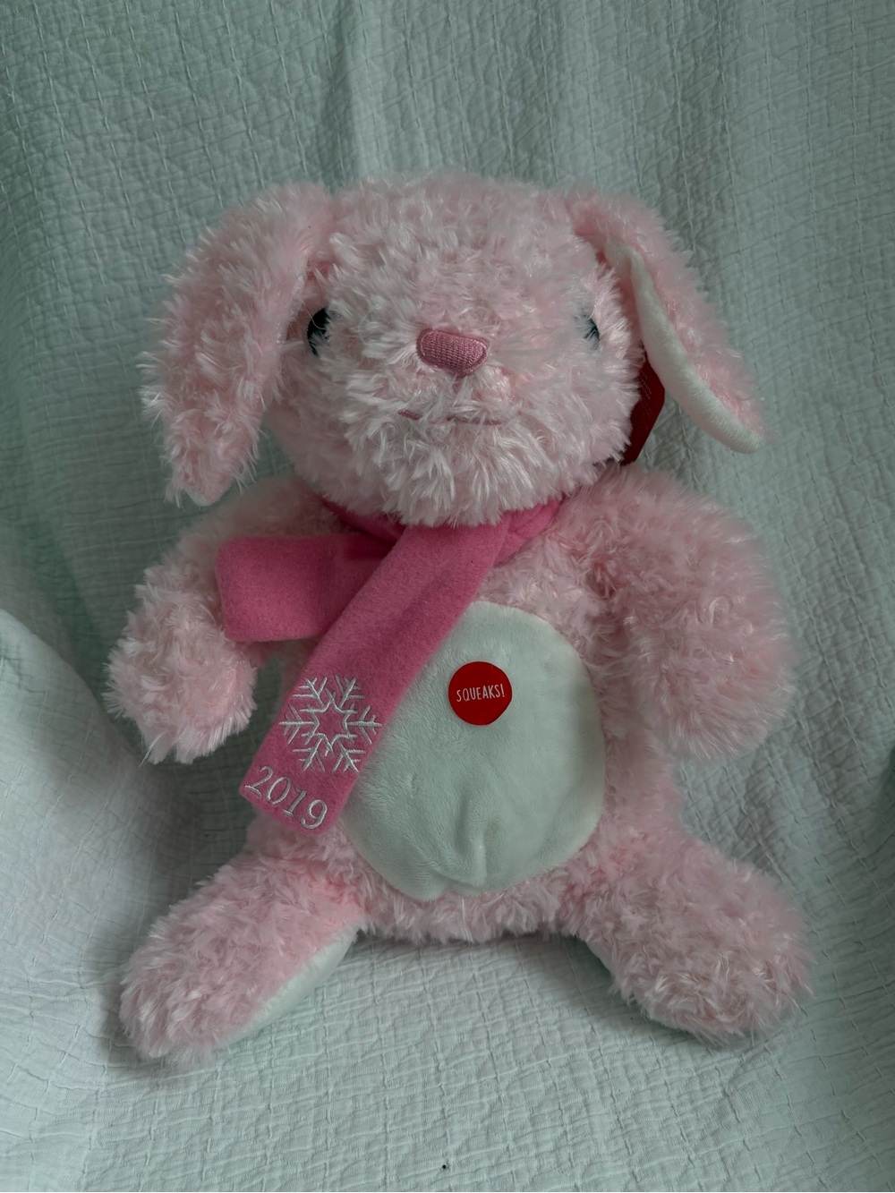 Pink Plush Bunny Pet Comfort Toy with Scarf -